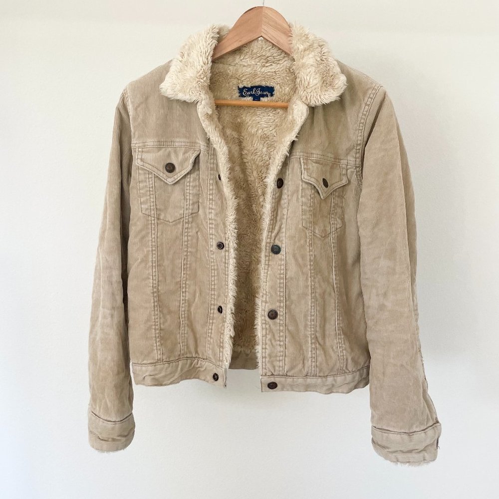 Earl Jeans Beige Sherpa-Lined Jacket - Picture 2 of 10